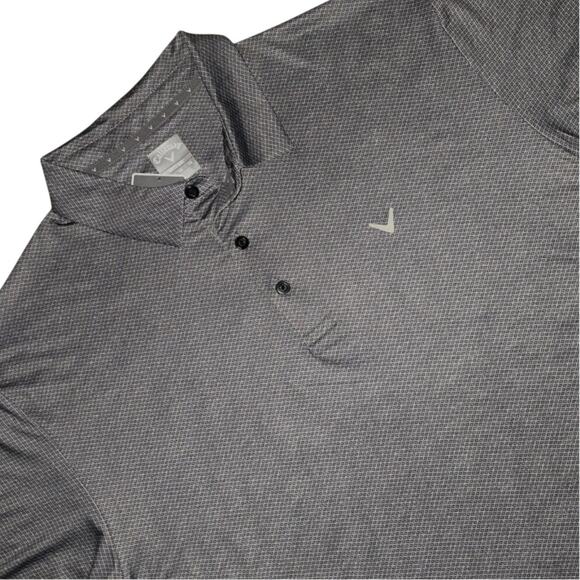 Callaway Opti-Dri Golf Polo Shirt Mens L Caviar Blk Gry Moisture Wicking Stretch - Picture 1 of 9